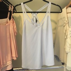 Dynamite Sky Blue Lace Detail Tank Top Petite S